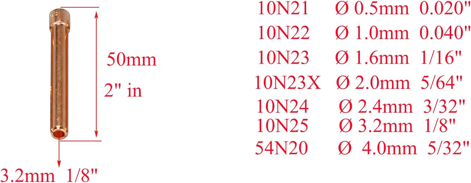 TIG Gas Lens Collet Body Jumbo 995795 10N25 (1/8" & 3.2mm) Assorted Size Kit Fit SR WP 17 18 26 TIG Welding Torch 12pcs