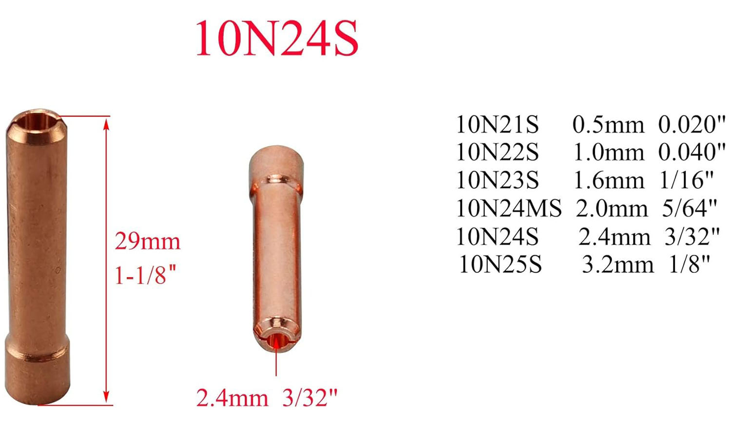 HK-Bluesweld TIG Stubby Gas Lens TIG Collet 17GL332 10N24S 3/32'' Kit Fit DB SR WP 17 18 26 TIG Welding Torch 10pcs