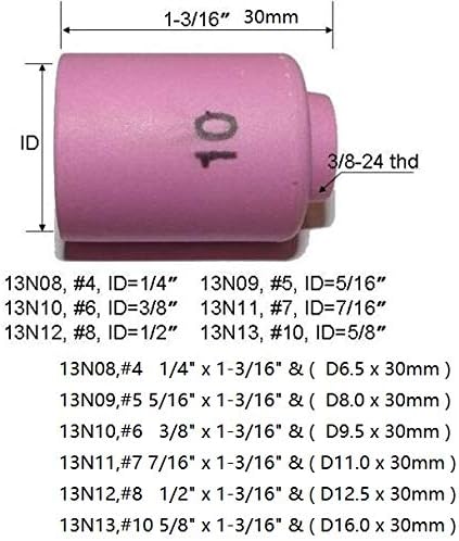 10pcs TIG Alumina Nozzle Shield Cup Assorted Size Kit 13N08#4 13N09#5 13N10#6 13N11#7 13N12#8 13N13#10 Fit SR WP 9 17 18 20 25 26 TIG Welding Torch