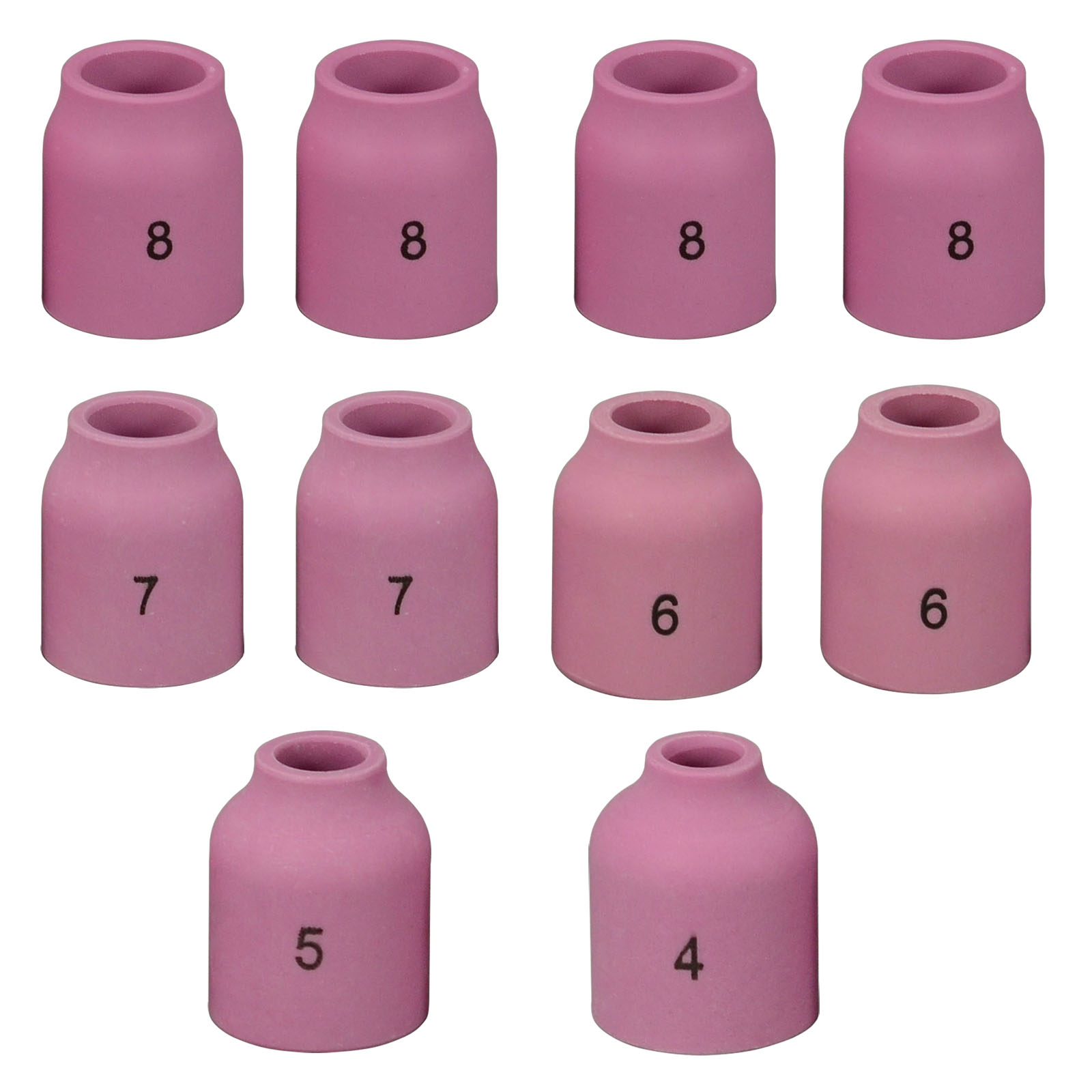 HK-Bluesweld TIG Gas Lens Alumina Nozzle Ceramic Cup Kit 53N58#4 53N59#5 53N60#6 53N61#7 53N61S #8 Fit PTA DB SR WP 9 20 24 25 TIG Welding Torch 10pk