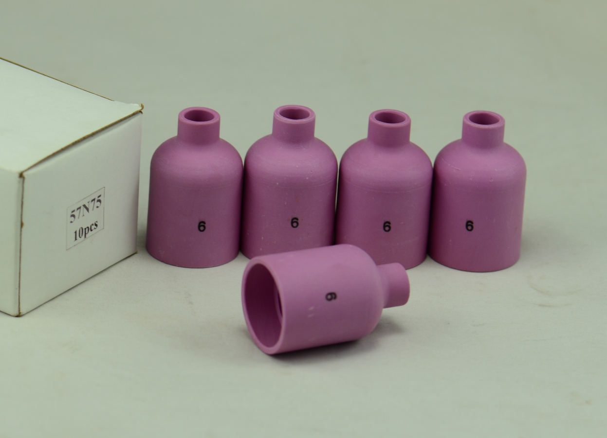 TIG Gas Lens Alumina Nozzle Ceramic Cups Large 53N series Fit SR DB WP 9 17 20 18 26 TIG Welding Torch (57N75#6 3/8" 5pk)