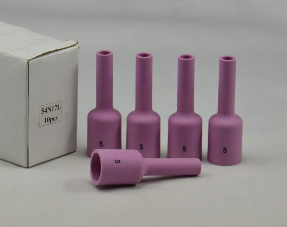 TIG Gas Lens Alumina Nozzle Ceramic Cup Long Size 54N17L #5L 5/16" 8.0mm Orifice for QQ300 PTA DB SR WP 17 18 26 TIG Welding Torch Pack of 5