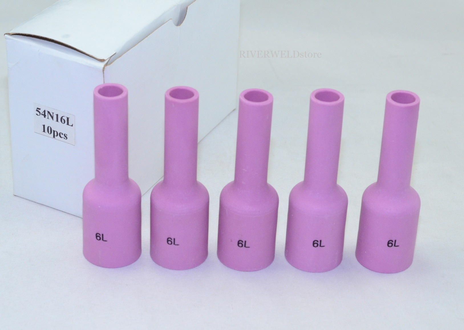 TIG Gas Lens Alumina Nozzle Ceramic Cup Long 54N16L (#6L 3/8" Orifice) Fit SR DTA DB WP 17 18 26 TIG Welding Torch 5pk