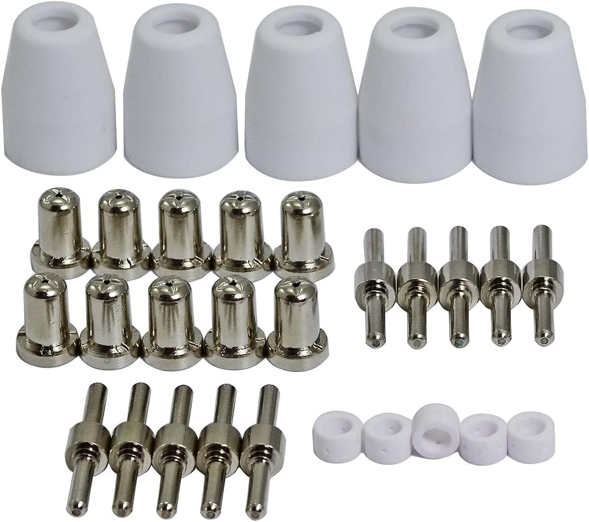 PT-31 LG-40 JG40 Plasma Cutting Torch Consumables Extended Nickel-plated Tips Nozzle 18866L Electrode 18205L Shroud Shield Ceramic Cup 18204 for Cut 40 50 CT-312 Plasma Cutter 30pcs