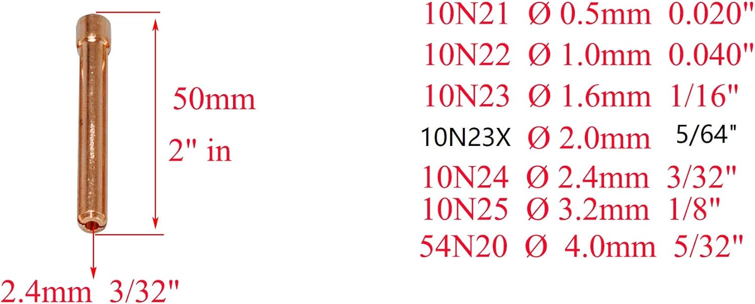 TIG Gas Lens 45V64 53N88 54N63 2 Percent Lanthanated Tungsten Fit DB SR WP 17 18 26 TIG Welding Torch 10pcs
