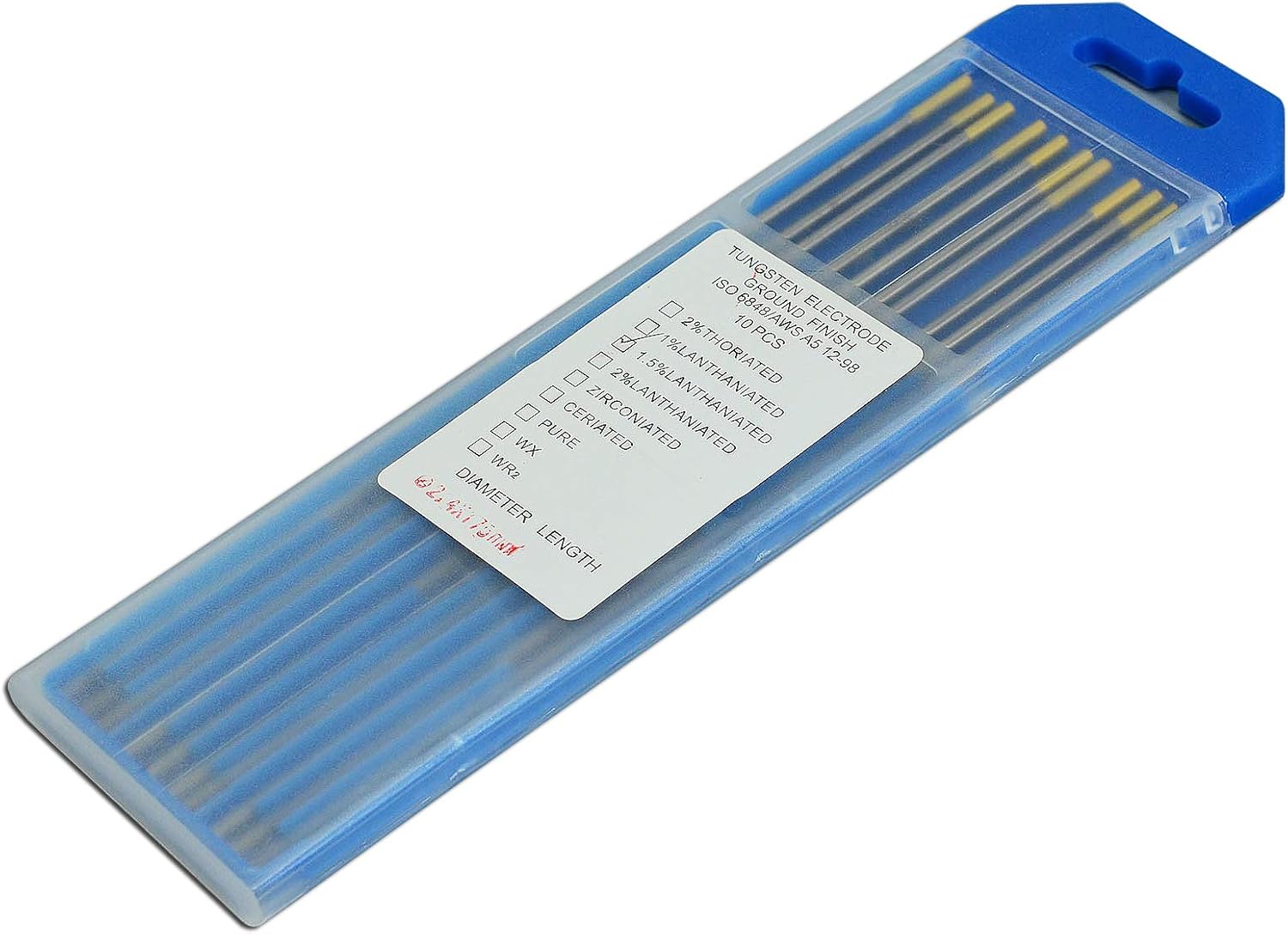 TIG Welding Tungsten Electrode 1.5% Lanthanated WL15 Gold Tips 3/32" x 7" & 2.4mm x 175mm Pack of 10