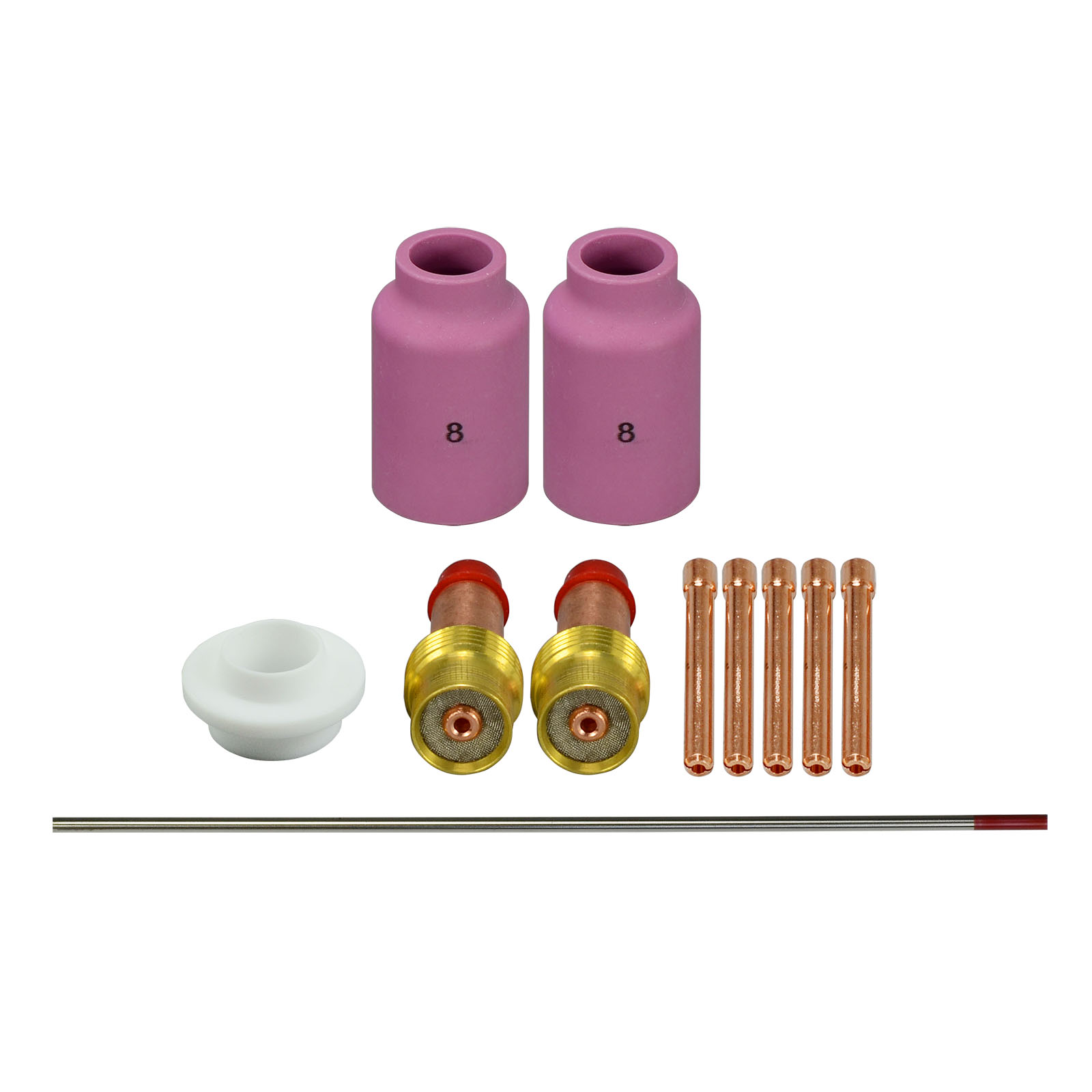 TIG Gas Lens Assorted Size Kit 45V26 (3/32" & 2.4mm Orifice) 10N24 54N14 54N01 Thoriated Tungsten Fit DB SR WP 17 18 26 TIG Welding Torch 11pcs