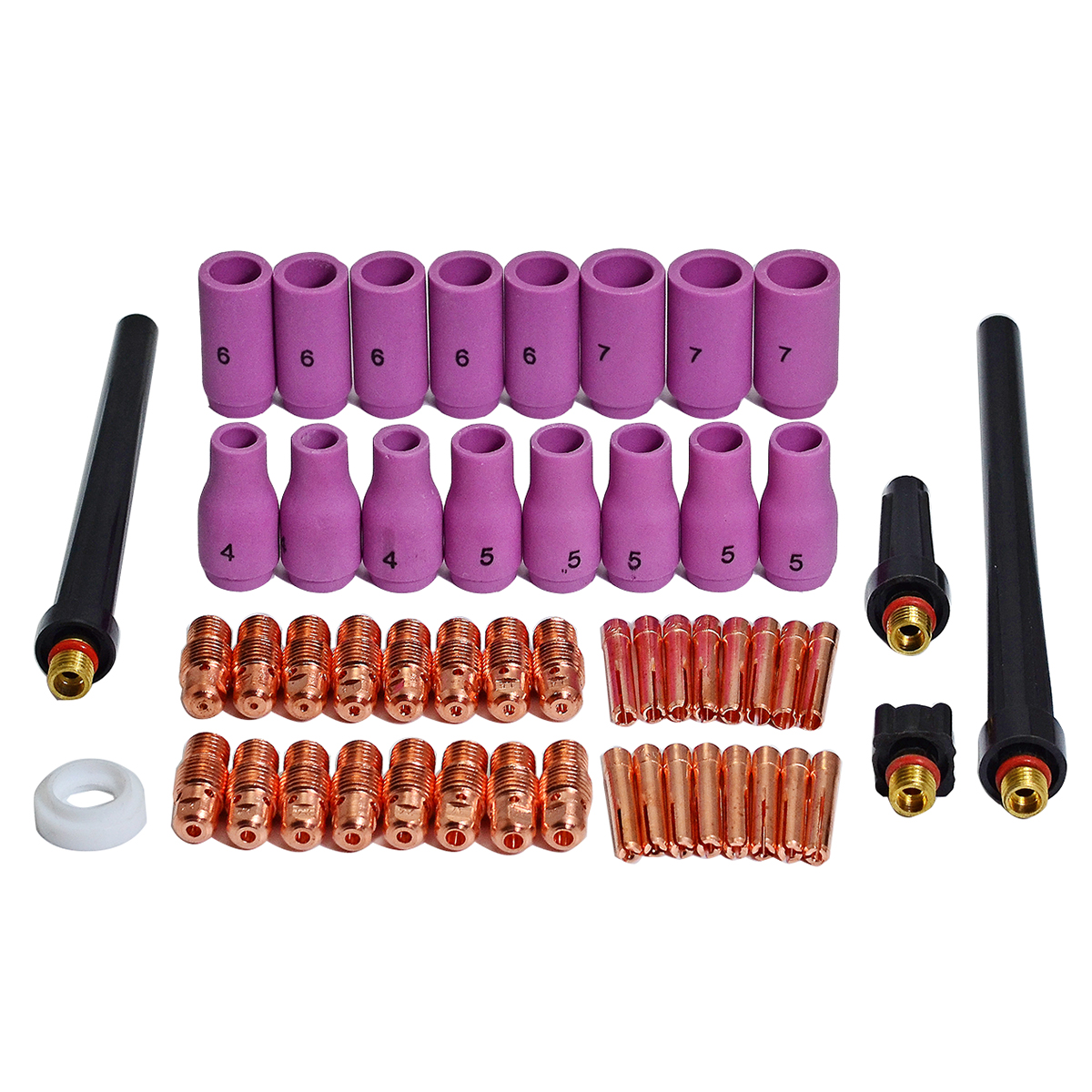 TIG Collet Body Aluminium Cup Assorted Sizes Fit PTA DB SR WP 9 20 25 TIG Welding Torch Consumables 53pcs