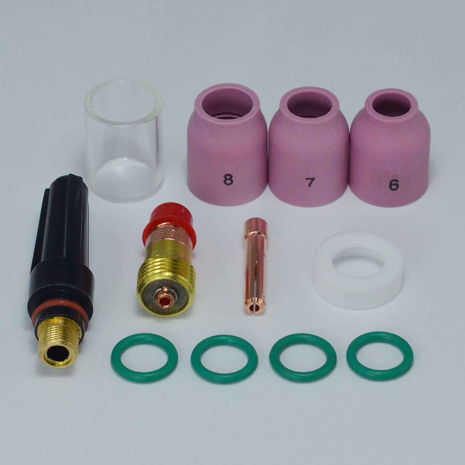 Insulated Glass Cup #10 (5/8" & 16mm) TIG Stubby Gas Lens Insulator 17GLG20 and TIG Back cap 57Y03 Medium 17GL332 10N24S (3/32") for DB SR WP 17 18 26 TIG Welding Torch 12pcs