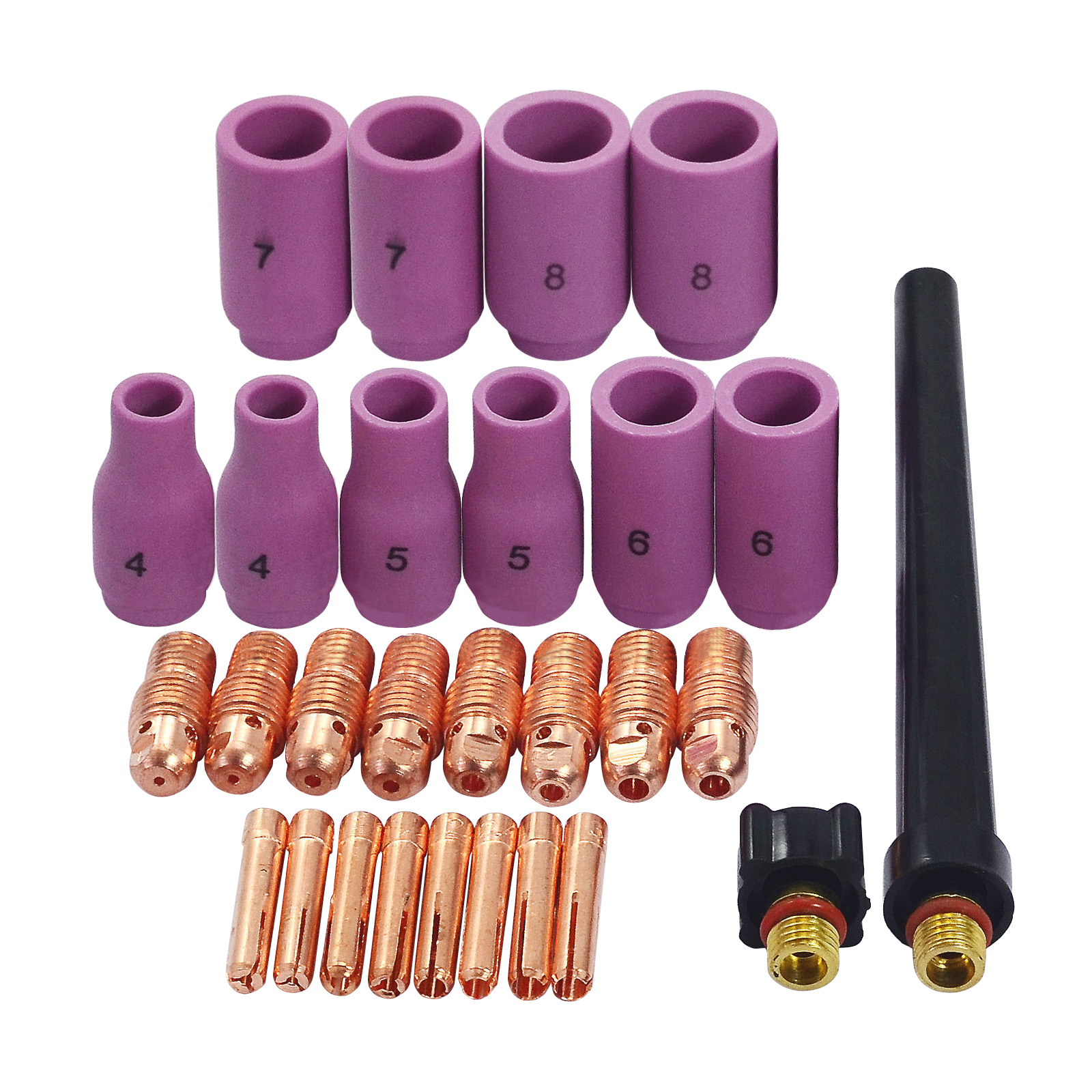 TIG KIT Alumina Nozzles Collet Bodies Fit SR PDA DB WP 9 20 25 TIG Welding Torch 28pcs