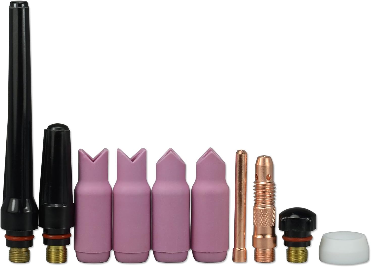 TIG Alumina Nozzle Ceramic Cups Outside & Inside 90º 10N50 1/4" 6.5mm Collet Body 10N24 10N32 3/32" 2.4mm Back Cap 57Y Series Cup Gasket 18CG SR WP 17 18 26 TIG Welding Torch 10pcs