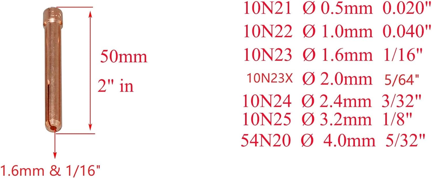 HK-Bluesweld TIG Large Diameter Gas Lens Collet Kit 45V116 (1/16") 45V64 (3/32") 995795 (1/8") Ceramic Cup 57N75 6# 3/8" 57N74 8# 1/2" 53N88#10 5/8" 53N87#12 3/4" For WP 17 18 26 TIG Welding Torch 14pcs