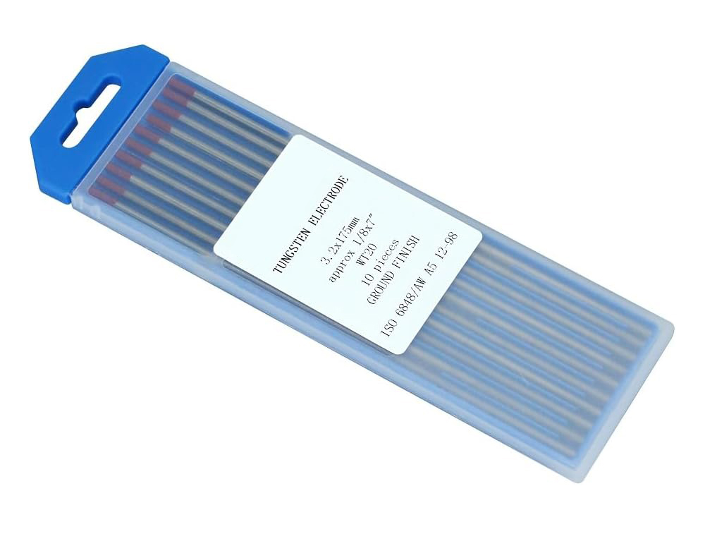 TIG Welding Tungsten Electrode 2% Thoriated WT20 Red Tips 1/8"x7" & 3.2mm x 175mm Pack of 10