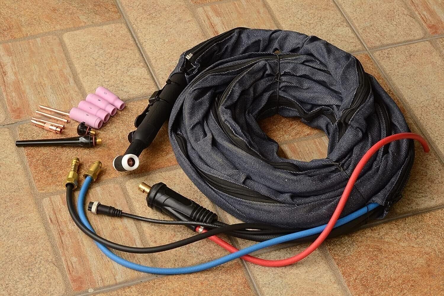 WP-18FV-25 WP18FV TIG Welding Torch Complete With Flexible & Gas Valve Head Water Cooled 350Amp 25Feet 7.6M