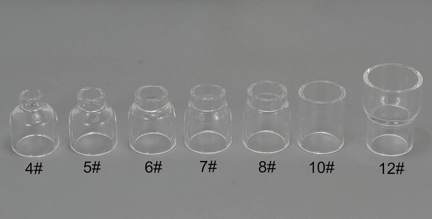 HK-Bluesweld TIG Gas Lens Collet Body 13N21 45V42 (.040" & 1mm) 13N22 45V43 (1/16" & 1.6mm) 45V44 13N23 (3/32" & 2.4mm) 45V45 13N24 (1/8" & 3.2mm) Glass Cup #4 ~ #12 WP 9 20 25 TIG Welding Torch 39pcs