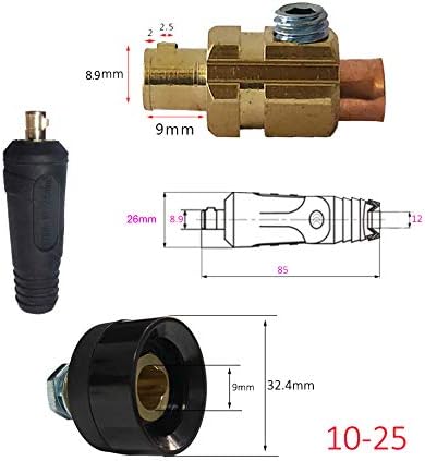 TIG Welding Cable Panel Connector Socket Set DKJ10-25 & DKZ10-25 Quick Fitting Dinse-Style 2pcs