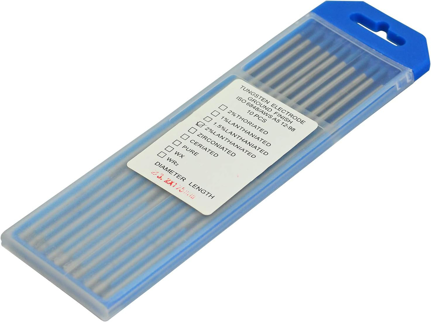 TIG Welding Tungsten Electrode 2% Lanthanated WL20 Sky Blue Tips 1/8" x 7" & 3.2 x 175mm Pack of 10