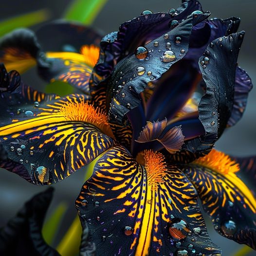 Black & Yellow Iris (Iris Germanica) 🌿🖤💛