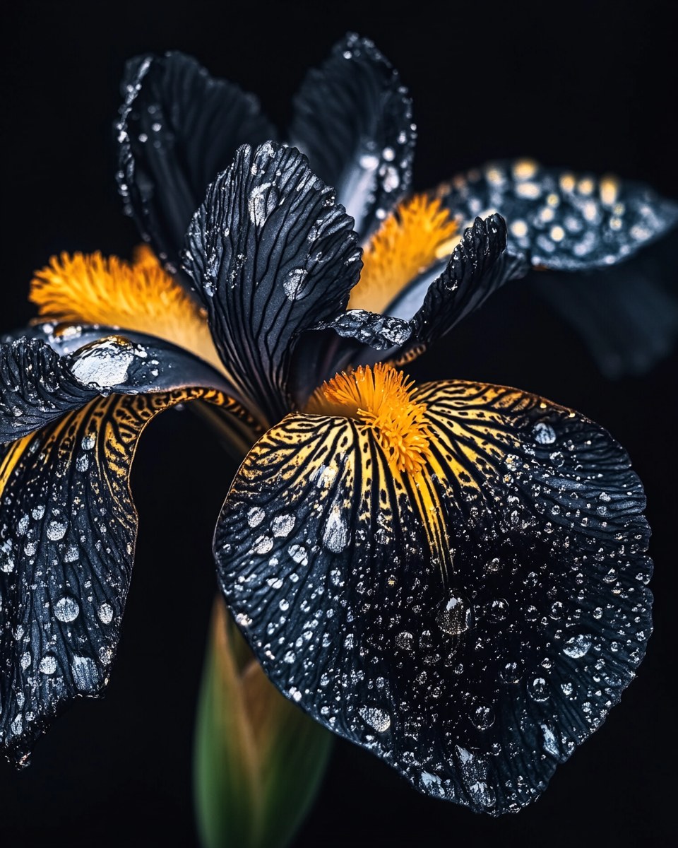 Black & Yellow Iris (Iris Germanica) 🌿🖤💛