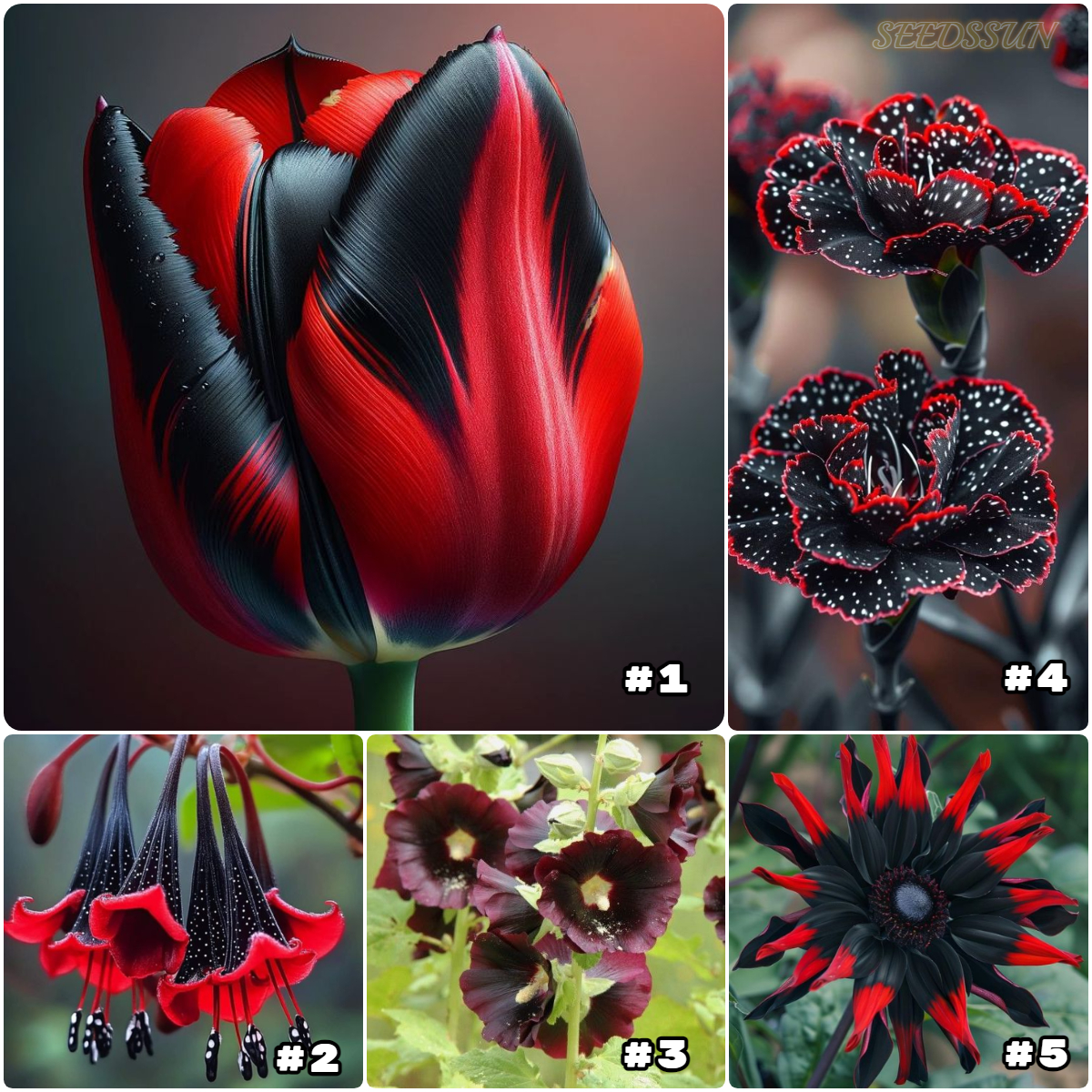 Rare Black and Red Bicolor Series Flower Seeds