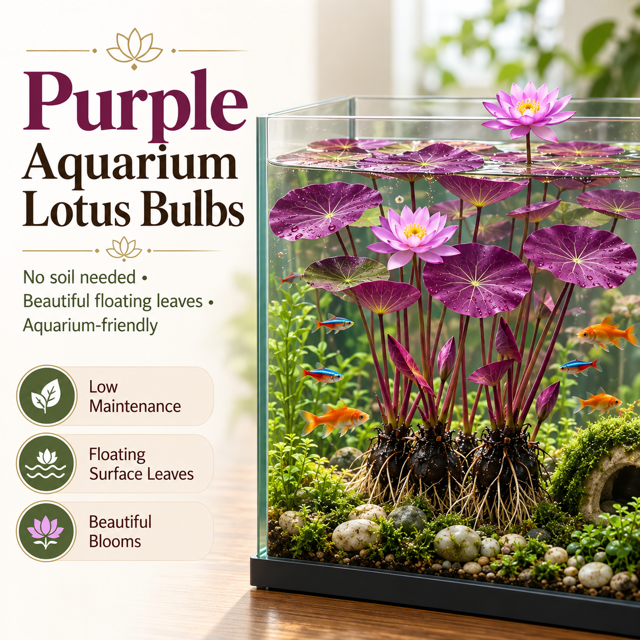 🐟HydroponicMini Lotus Roots🌿 Turn Your Aquarium into a Living Garden