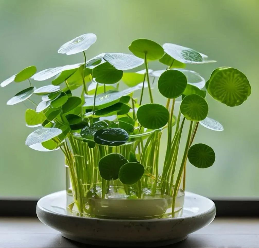 Water cultivation of copper money grass seeds to attract wealth