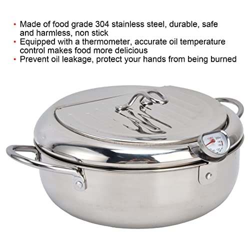 🔥Stainless Steel Frying Pot with Thermometer and Oil Drip Drainer Rack🎉