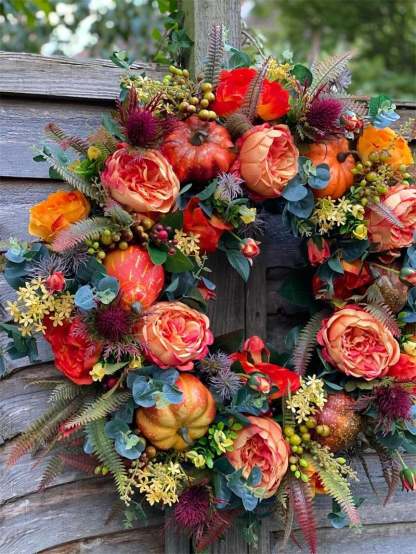 💖🔥LAST DAY 69% OFF--💖Fall Peony And Pumpkin Wreath - Year Round Wreath--🔥BUY 2 FREE VIP SHIPPING