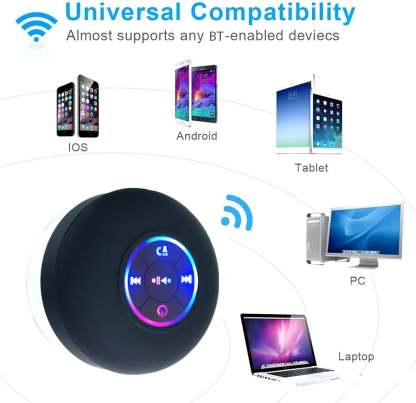 Last Day 70%OFF - 🎄Bathroom Waterproof Wireless Bluetooth Speakers with LED Light