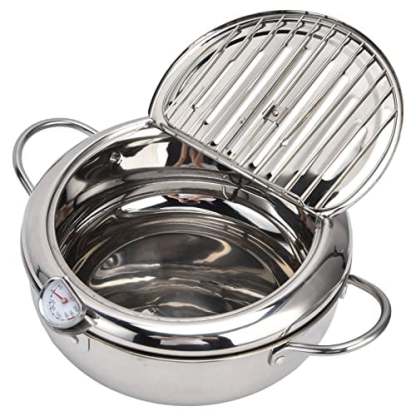 🔥Stainless Steel Frying Pot with Thermometer and Oil Drip Drainer Rack🎉
