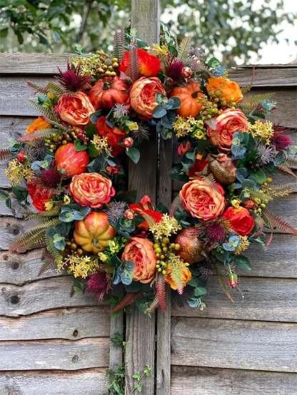 💖🔥LAST DAY 69% OFF--💖Fall Peony And Pumpkin Wreath - Year Round Wreath--🔥BUY 2 FREE VIP SHIPPING