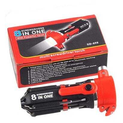 8 In 1 Screwdriver With LED Flashlight