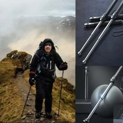🔥🔥2025 Hot Sale Enhanced Automatic Retractable Self-Defense Multifunctional Hiking Stick