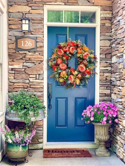 💖🔥LAST DAY 69% OFF--💖Fall Peony And Pumpkin Wreath - Year Round Wreath--🔥BUY 2 FREE VIP SHIPPING
