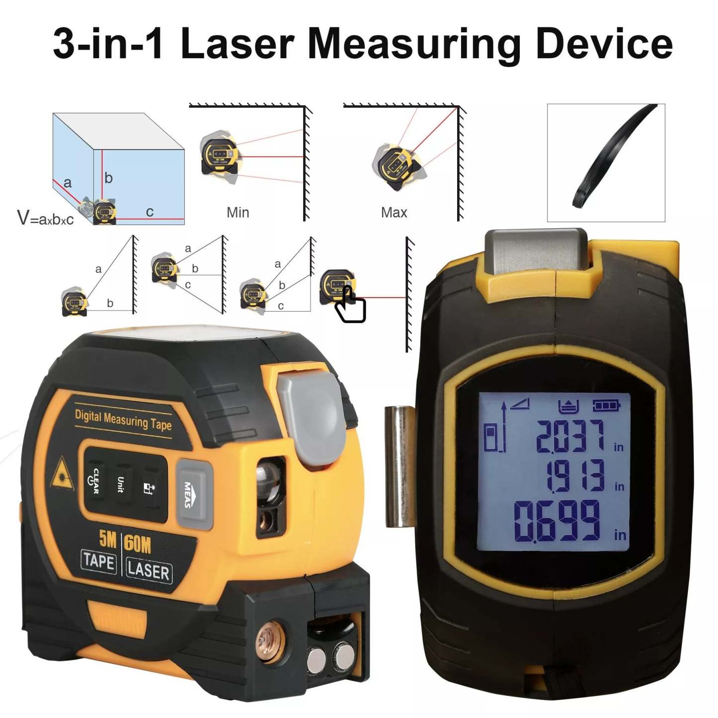 Laser Tape Rangefinder Multifunction