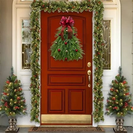 Last Day 70% OFF - Handmade Christmas Tree Wreath for Front Door