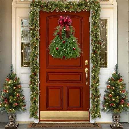 Last Day 70% OFF - Handmade Christmas Tree Wreath for Front Door