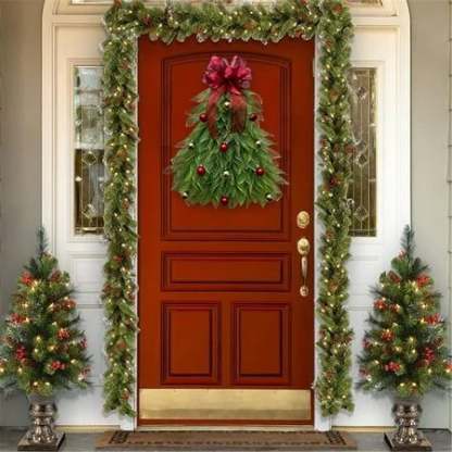 Last Day 70% OFF - Handmade Christmas Tree Wreath for Front Door