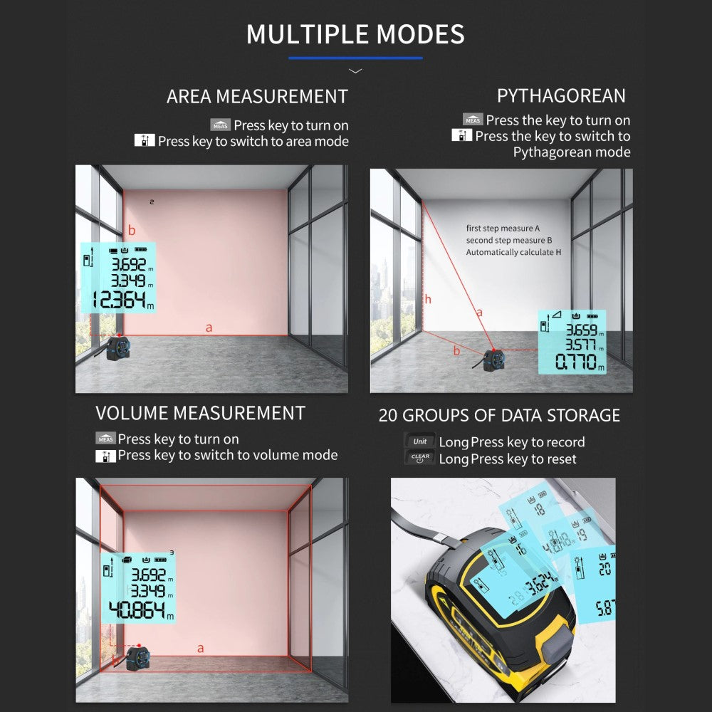 Laser Tape Rangefinder Multifunction