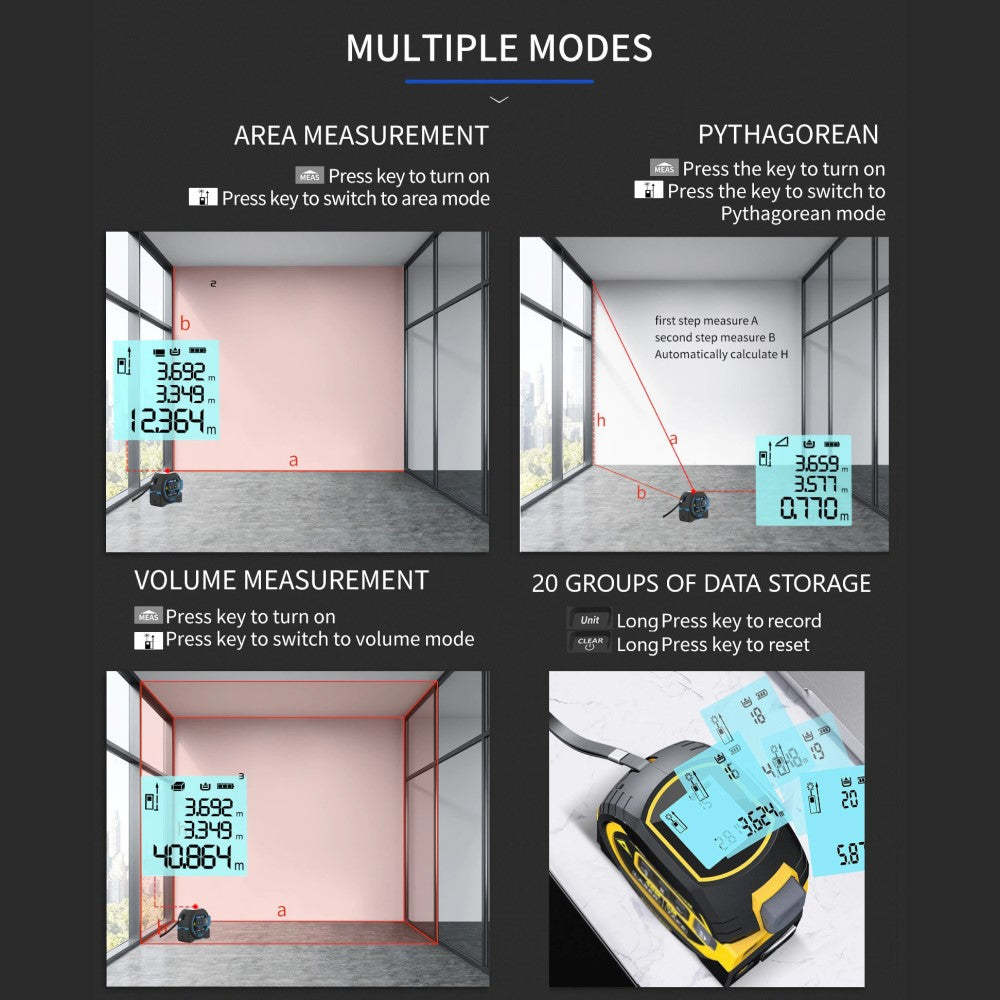 Laser Tape Rangefinder Multifunction