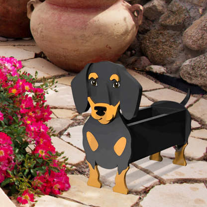 Black and Brown Dachshund Planter