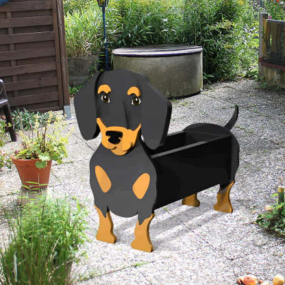 Black and Brown Dachshund Planter