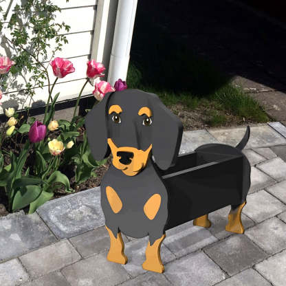 Black and Brown Dachshund Planter