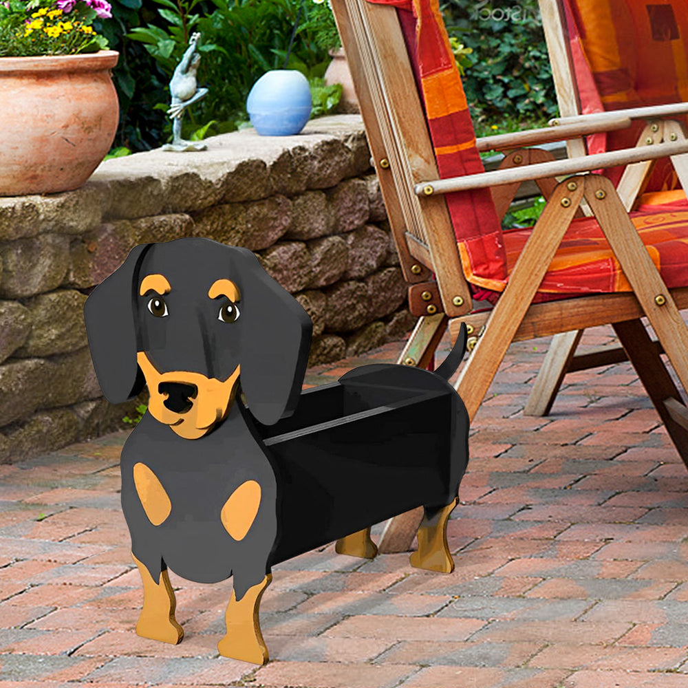 Black and Brown Dachshund Planter