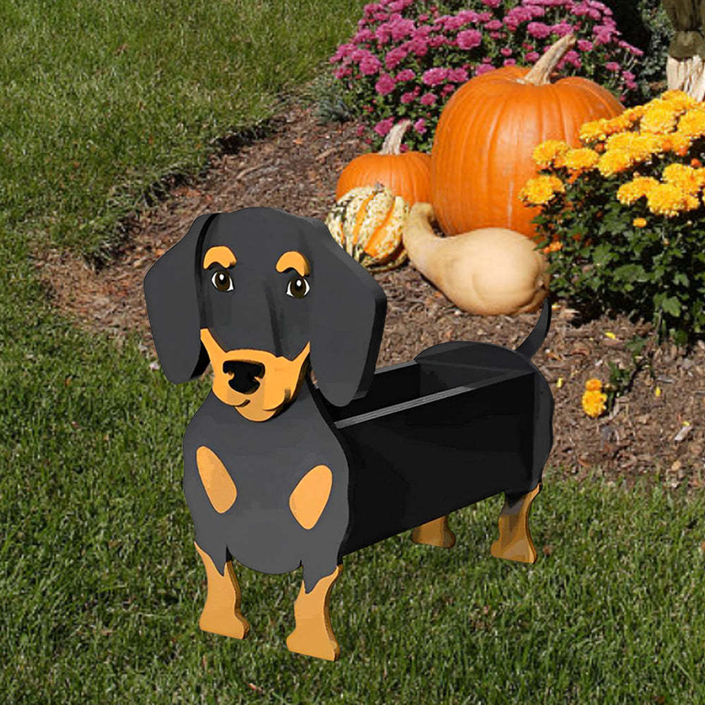 Black and Brown Dachshund Planter