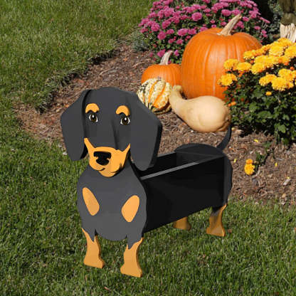 Black and Brown Dachshund Planter