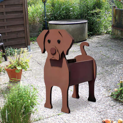 Chocolate Labrador Planter