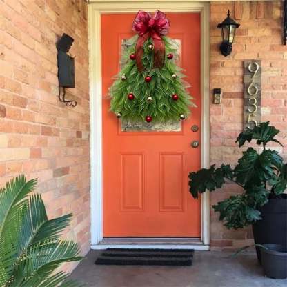 Last Day 70% OFF - Handmade Christmas Tree Wreath for Front Door