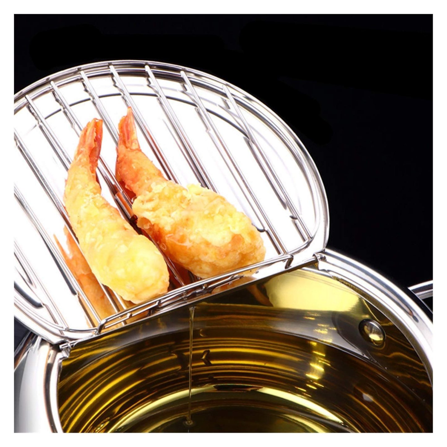 🔥Stainless Steel Frying Pot with Thermometer and Oil Drip Drainer Rack🎉