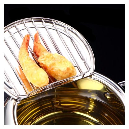 🔥Stainless Steel Frying Pot with Thermometer and Oil Drip Drainer Rack🎉